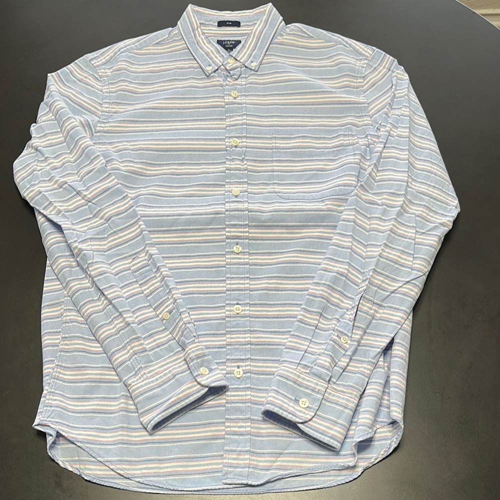 J Crew Striped Oxford Slim Shirt